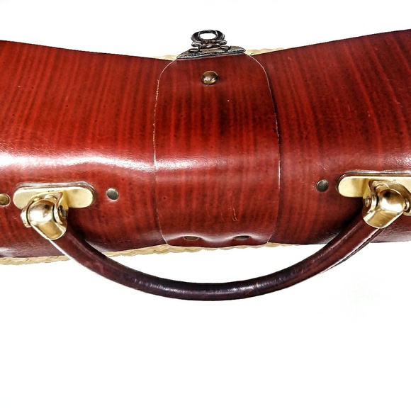 🚺VINTAGE Straw & Leather Handbag - Picture 4 of 6